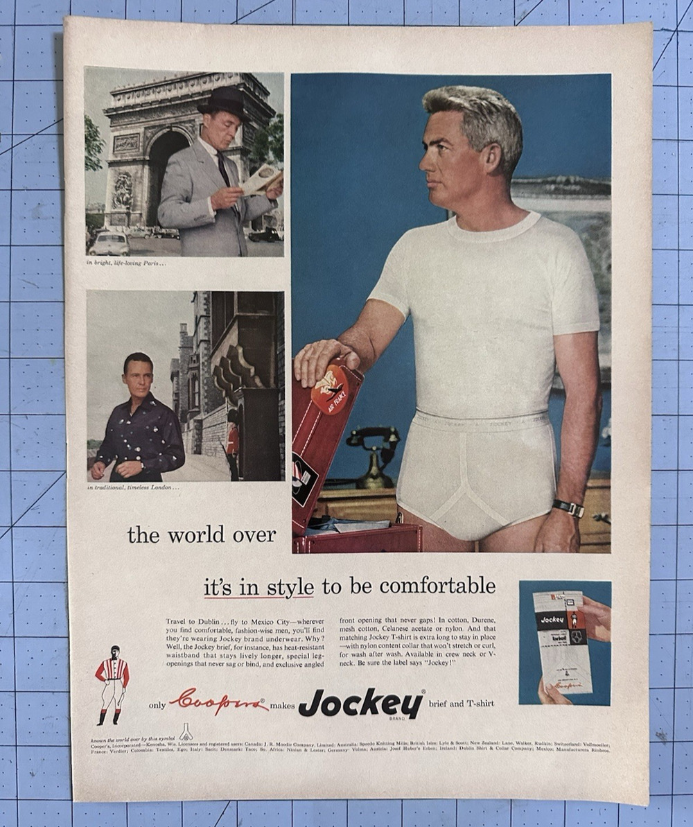 1955 Jockey Brief Tshirt Men's Underwear Fashion Vintage Print Ad